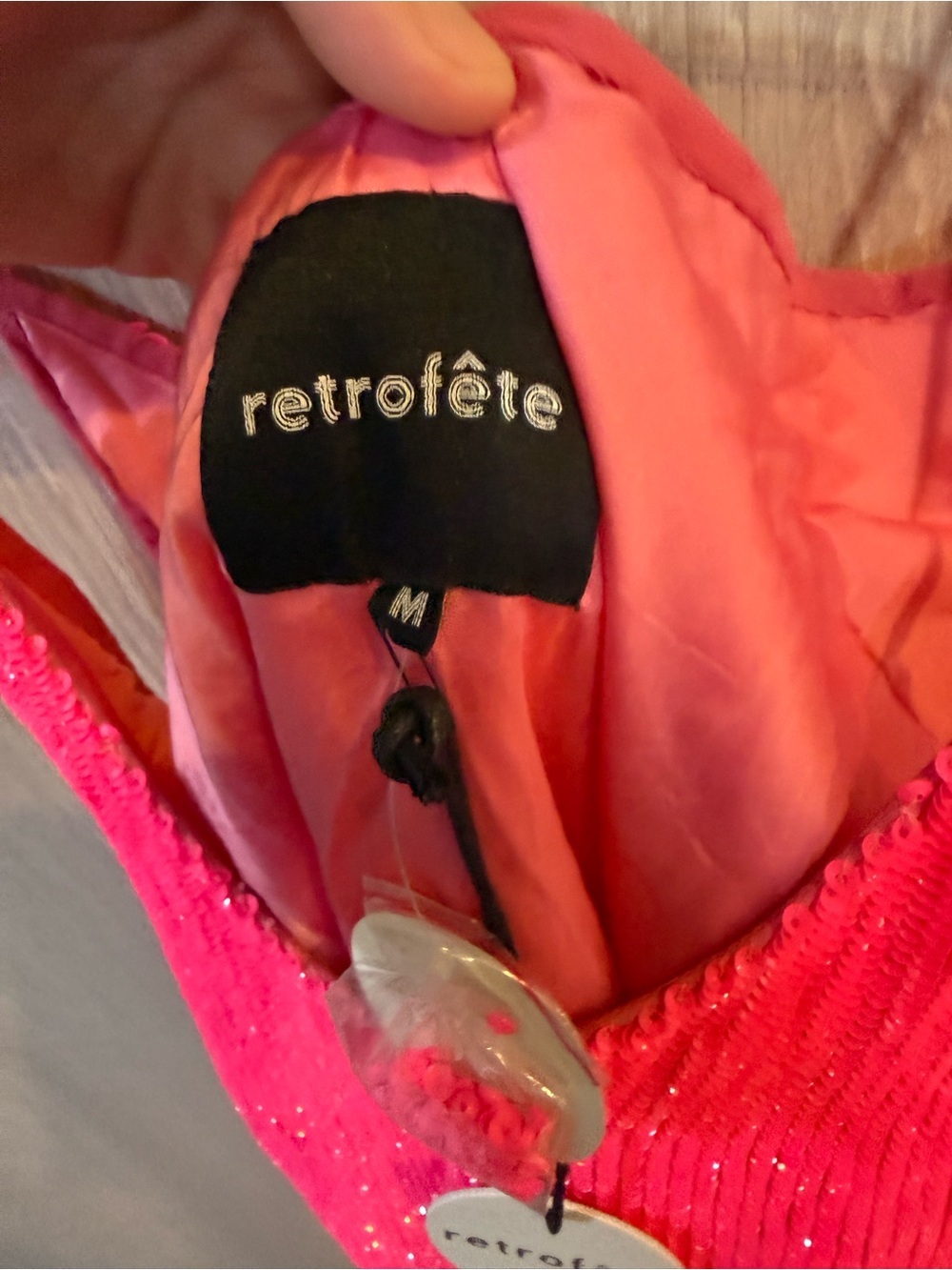 NWT Retrofete Claire Pink Sequin Slip Mini Dress M - Picture 8 of 9
